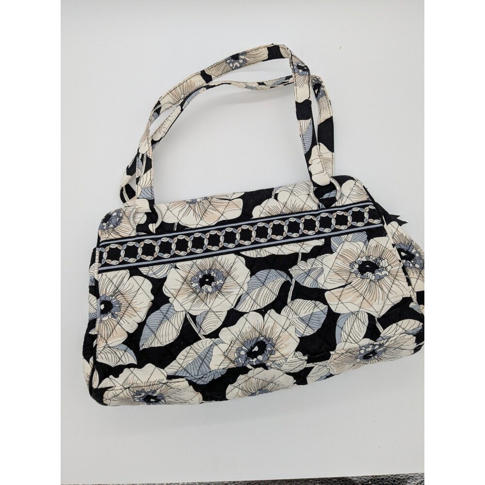 Vera Bradley Camellia Black White Floral Quilted Shoulder Bag Retired Purse